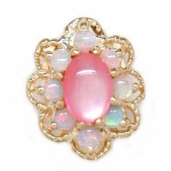 A1605 14K PINK PAUA WITH OPAL SIDES SLIDE 